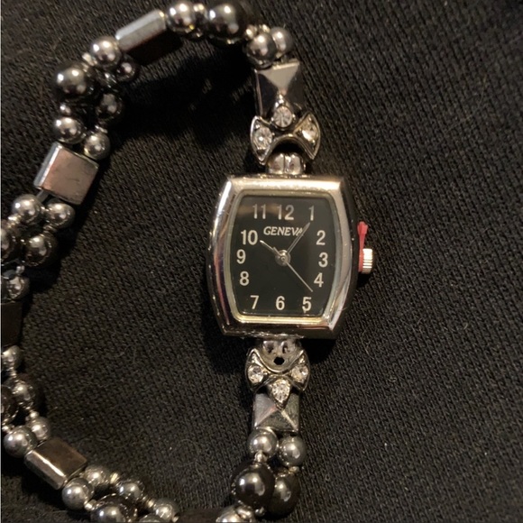 ONE OF A KIND: Black and Pink Beaded Stretch Watch - Picture 10 of 16